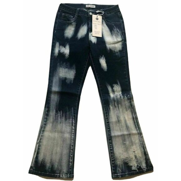 Blue Denim - Hez Ventures Womens Blue Painted Cropped Jeans 26